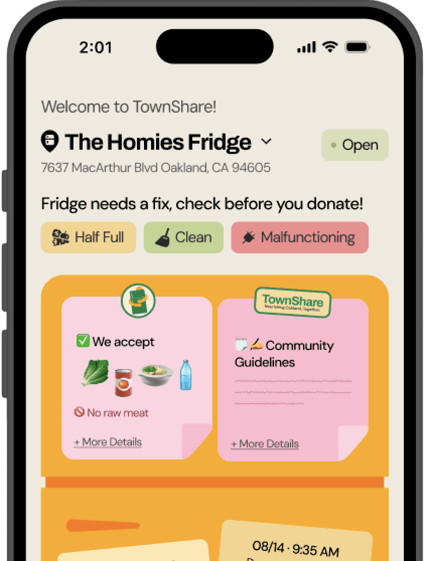 TownShare home screen